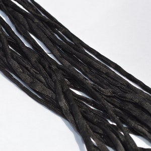 BLACK Silk Cords, Hand Dyed Silk Strings 3 Yards 3-4mm, JamnGlass Silk Cording Jewelry Making Craft Cords image 8