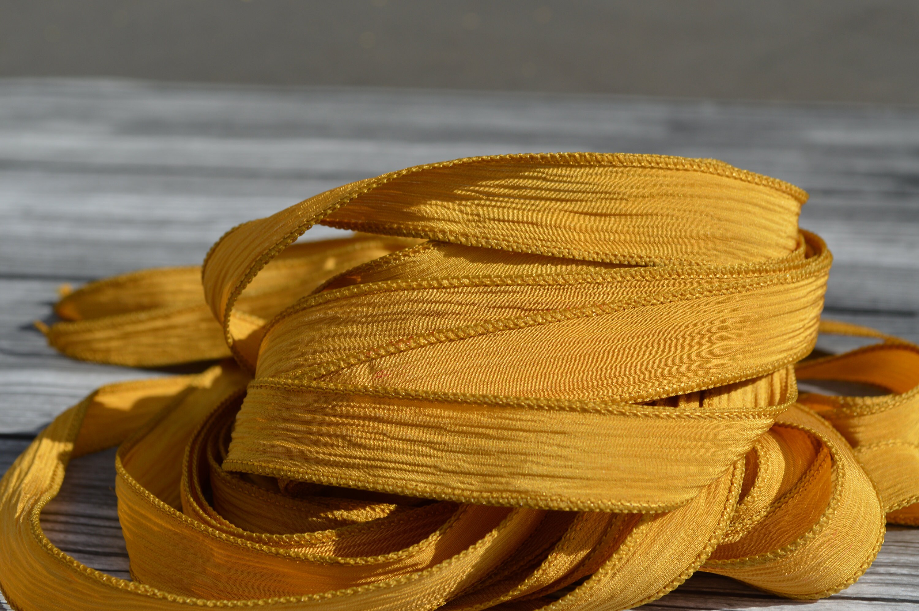 HONEY MUSSARD Seide Bänder Qty 5 Hand gefärbt Ernte Gold Seide | Etsy