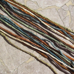 CANYON ECHOES Collection Silk Cords Strings Hand Dyed Hand Sewn Quantity 10 to 100 Strings, Great for Silk Wrap Cords and Kumihimo Braids image 3