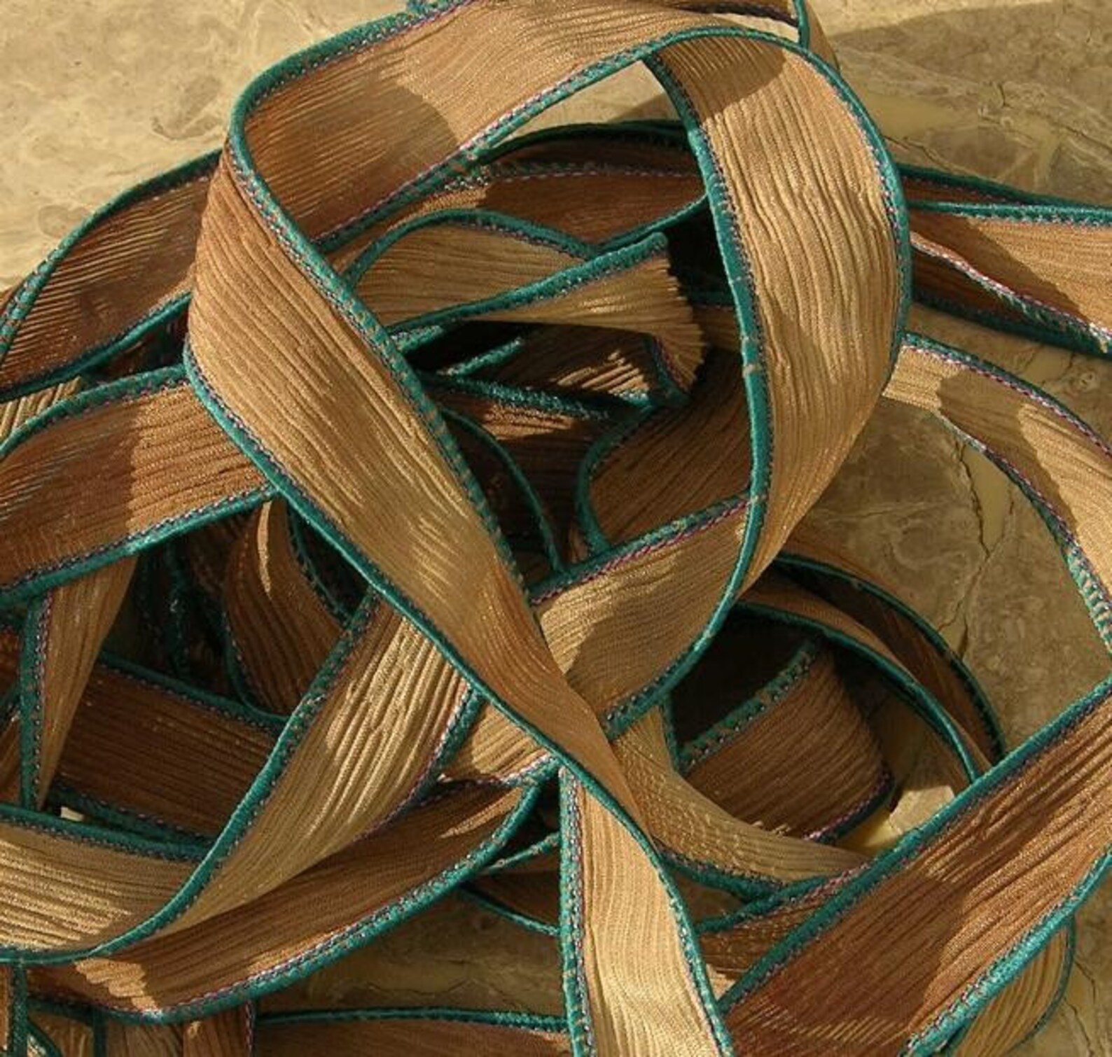 BELOVED Silk Ribbons Handdyed Sewn 5 Brown Strings Great Etsy