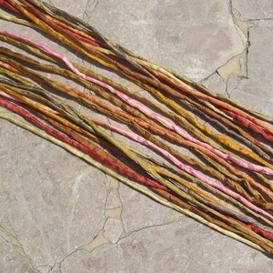 PEACH COBBLER Silk Cording Assortment, Bulk Silk Cords Qty 10 to 100 Hand Dyed Hand Sewn, Silk Strings, Great Kumihimo Braids or Silk Wraps image 2