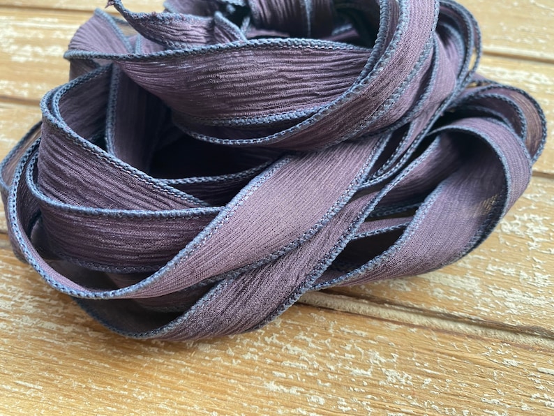 BLACKBERRY Hand Dyed Silk Ribbon 5 Handdyed Sewn Strings Etsy
