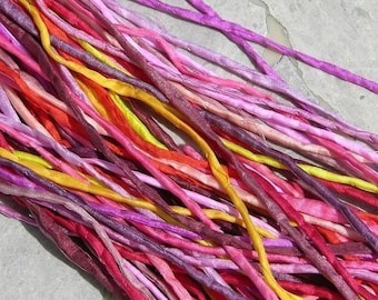 REDS ASSORTMENT Silk Cords Hand Dyed Hand Sewn 25 Strings Bulk Cording, Jewelry Cords