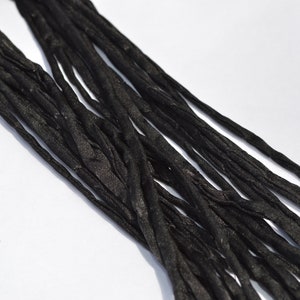 BLACK Silk Cords, Hand Dyed Silk Strings 3 Yards 3-4mm, JamnGlass Silk Cording Jewelry Making Craft Cords image 6