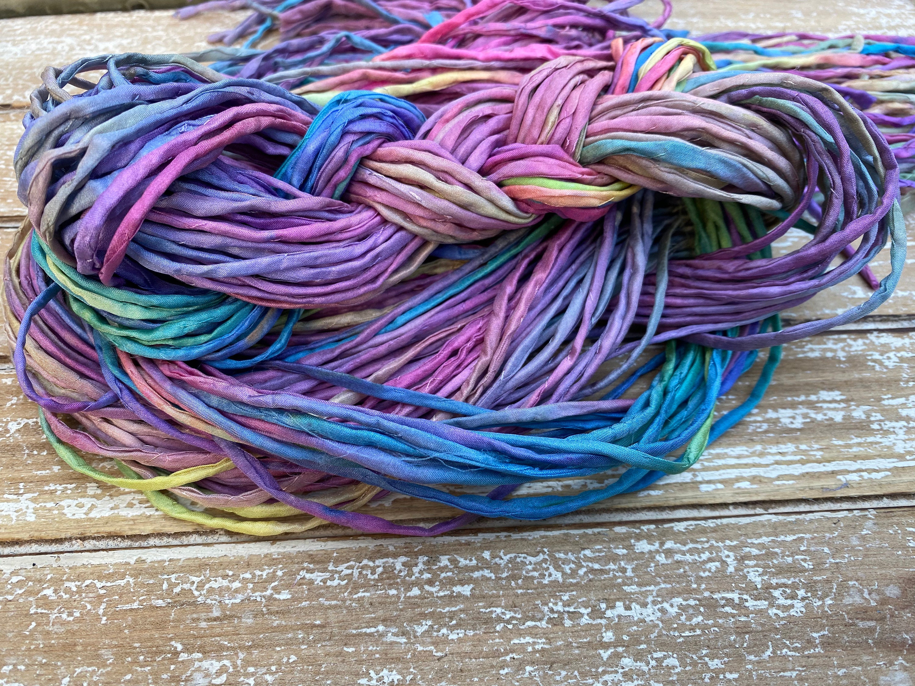 Tropical Petals Silk Cord Assortment 2-3mm Hand Dyed Hand Sewn Cording Bulk  10 to 50 Strings, Eye Candy plus a dye lot with more Pinks