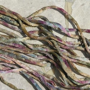 FAIRY WHISPERS Silk Cords / Bridal Bouquet Trim Cording / Hand Dyed Hand Sewn Strings 3-4mm Thick 3 Yards Long / Jewelry Making Supplies