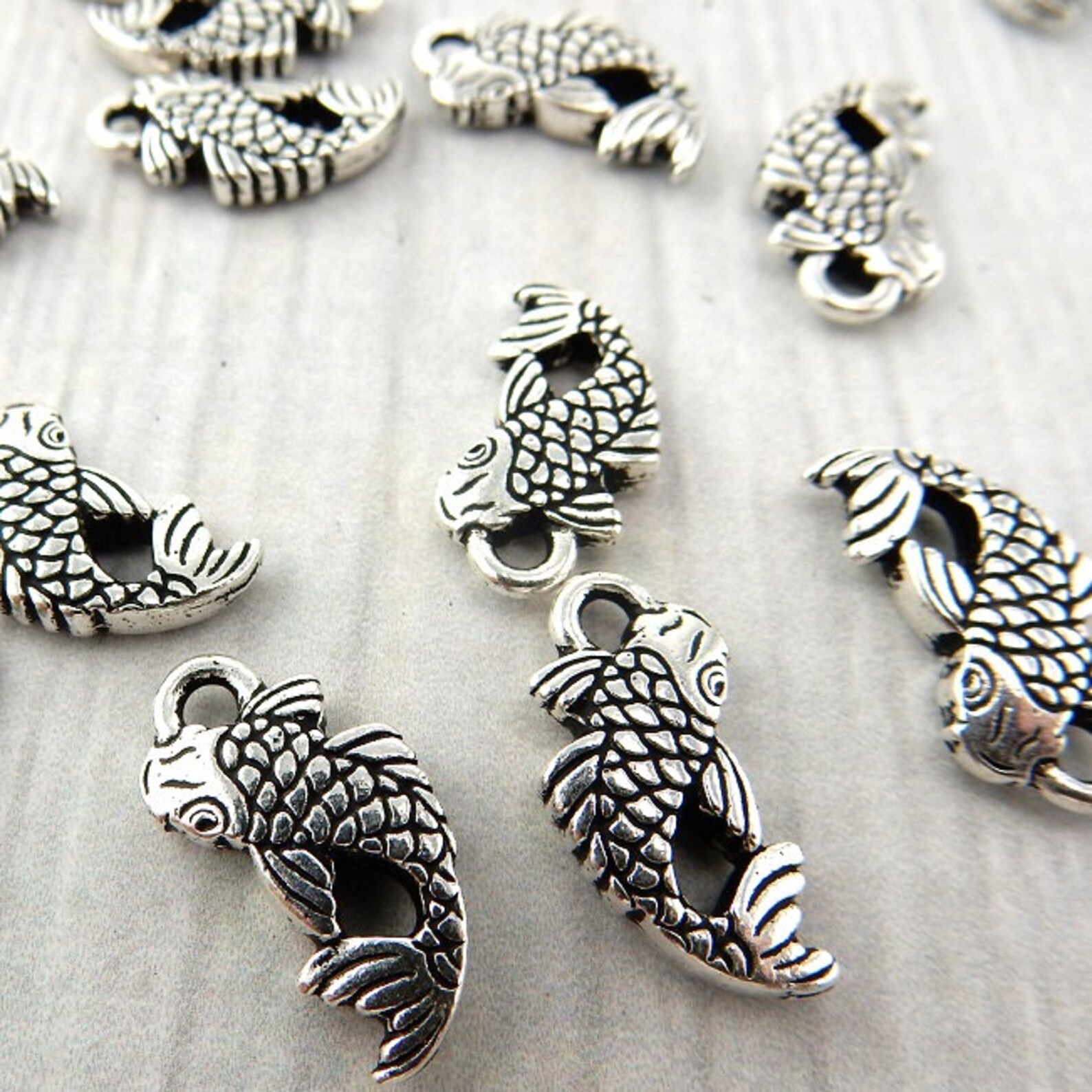 KOI FISH Charm Antique Silver Tierracast Tattoo Charms Etsy