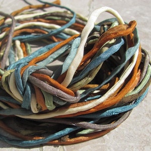 CANYON ECHOES Collection Silk Cords Strings Hand Dyed Hand Sewn Quantity 10 to 100 Strings, Great for Silk Wrap Cords and Kumihimo Braids image 1