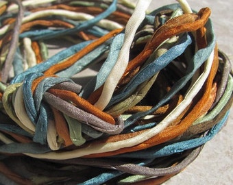 CANYON ECHOES Collection Silk Cords Strings Hand Dyed Hand Sewn Quantity 10 to 100 Strings, Great for Silk Wrap Cords and Kumihimo Braids