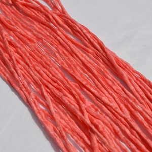 Coral 2-3mm Silk Cords - Hand Dyed Hand Sewn Cording - Soft Orange Pink Silk Strings for Jewelry or Crafts - Qty 1 to 25