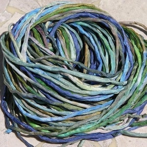 BLUES GREENS WATERCOLORS Silk Cords Qty 1 to 25 Bulk Wholesale Hand Dyed Hand Sewn Assortment Kumihimo Cords, Necklace or Bracelet Wraps image 2