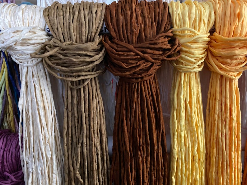 Silk Cords, CHOOSE Your COLOR, 2mm to 3mm Qty 1 to 20 Hand Dyed Bulk Strings Brown Gold Pumpkin Orange. Warm Earth Tones Neutral Cording image 2