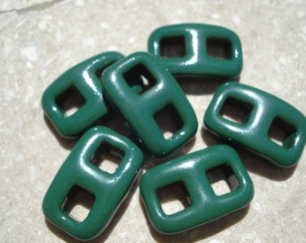 Evergreen Green Button Clasp, Two Hole Clasp Qty 1, All-One-Piece, Toggle Clasp, Great Ribbon Clasps, Spruce Green