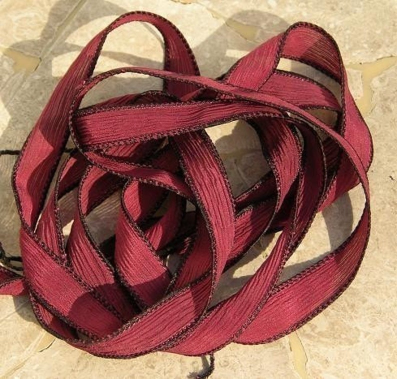 BLACK CHERRY Red Silk Ribbons 5 Hand Dyed Handmade Deep Red | Etsy