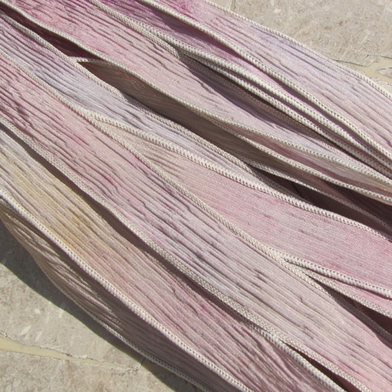 FADED ROSES Silk Ribbons Hand Dyed and Sewn Crinkle Silk Etsy