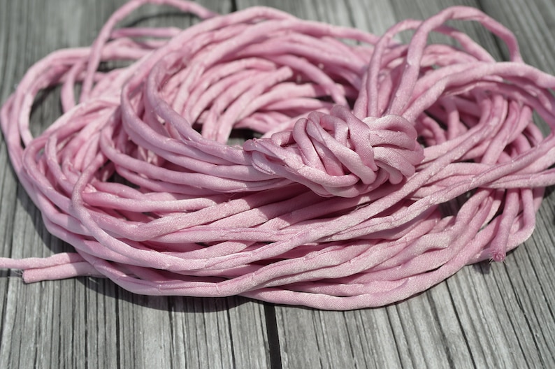 Silk Cord Hand Dyed Silk Cording Pastel Pink Jewelry Craft Stringing Pink Silk Strings LIGHT RASPBERRY PINK Silk Cords 3-4mm x 3 Yards