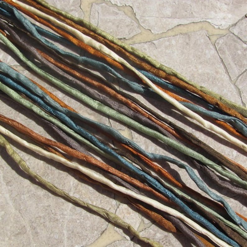 CANYON ECHOES Collection Silk Cords Strings Hand Dyed Hand Sewn Quantity 10 to 100 Strings, Great for Silk Wrap Cords and Kumihimo Braids image 2