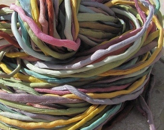 SOFTER SHADES Silk Cord, Silk Cording, Bulk Assortment 10 to 50 Hand Dyed Hand Sewn 2-3mm Silk Strings, Jewelry Making Craft Cords