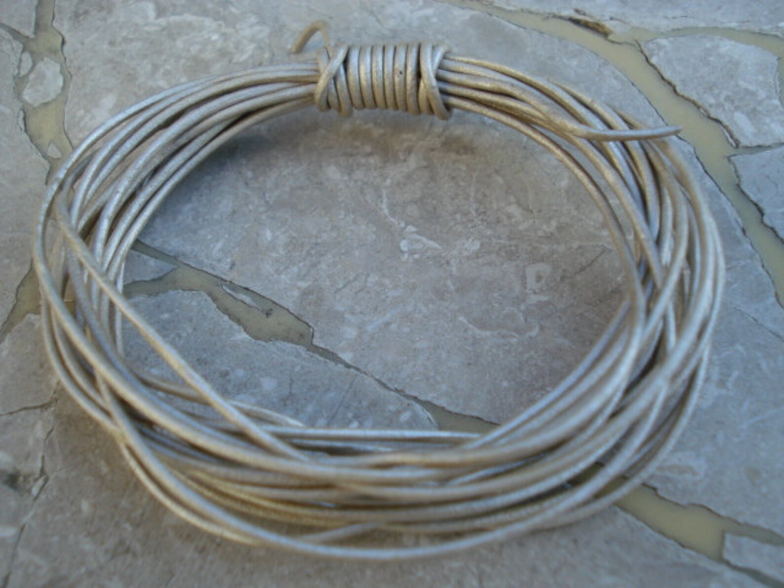 METALLIC PEARL Round Leather Cord 1.5 mm Cording 4 yards Creme Etsy