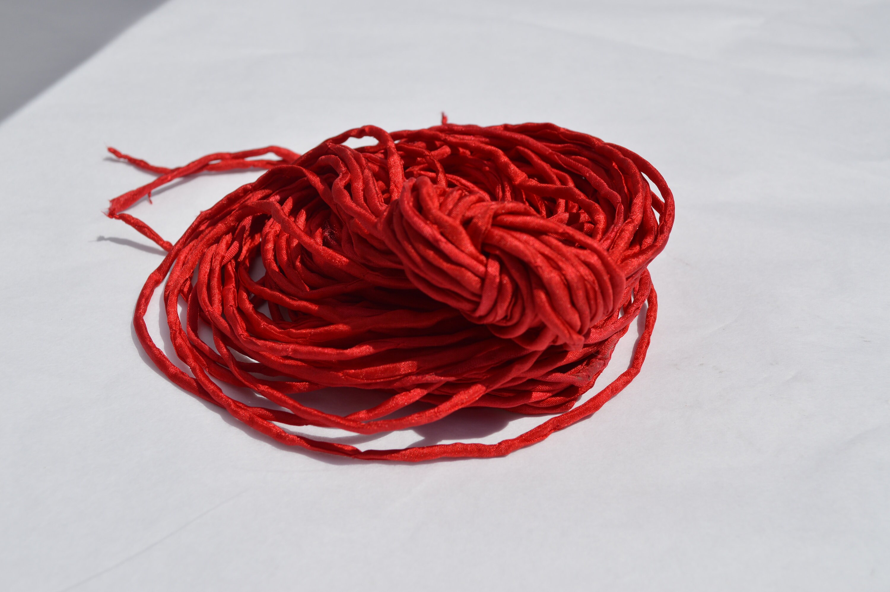 RED Silk Cords Hand Dyed Hand Sewn Strings Bright Cherry Red Etsy