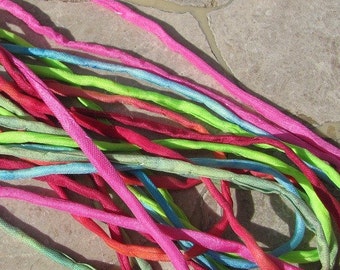 Princess Assortment Silk Cords Hand Dyed Hand Sewn Strings Pink Green Blue