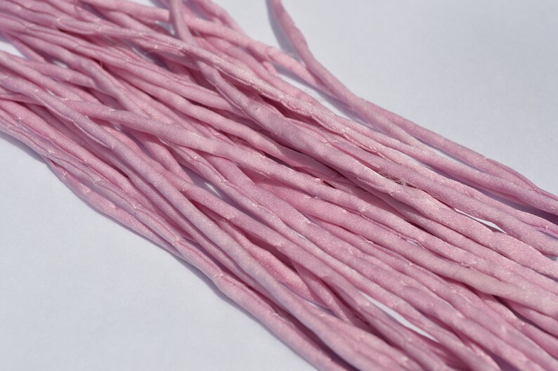 Silk Cord Hand Dyed Silk Cording Pastel Pink Jewelry Craft Stringing Pink Silk Strings LIGHT RASPBERRY PINK Silk Cords 3-4mm x 3 Yards