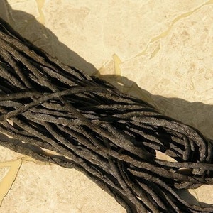 BLACK Silk Cords, Hand Dyed Silk Strings 3 Yards 3-4mm, JamnGlass Silk Cording Jewelry Making Craft Cords image 3