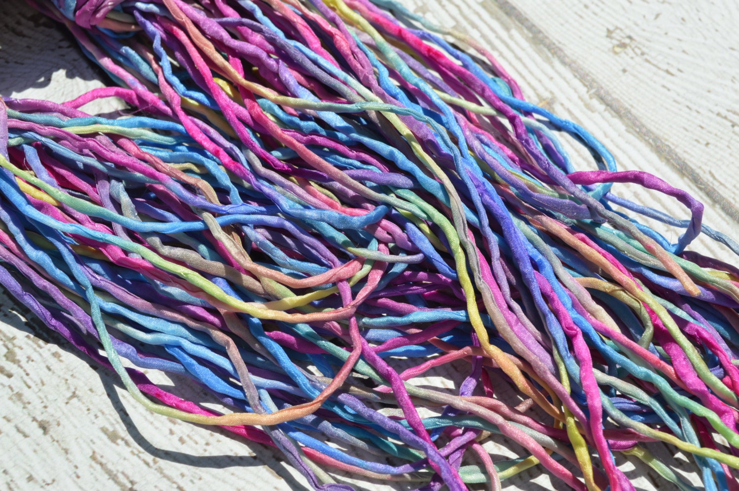 EYE CANDY Silk Cords Hand Dyed Hand Sewn Strings, Qty 1 to 25