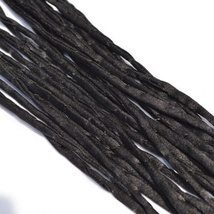 BLACK Silk Cords, Hand Dyed Silk Strings 3 Yards 3-4mm, JamnGlass Silk Cording Jewelry Making Craft Cords image 4