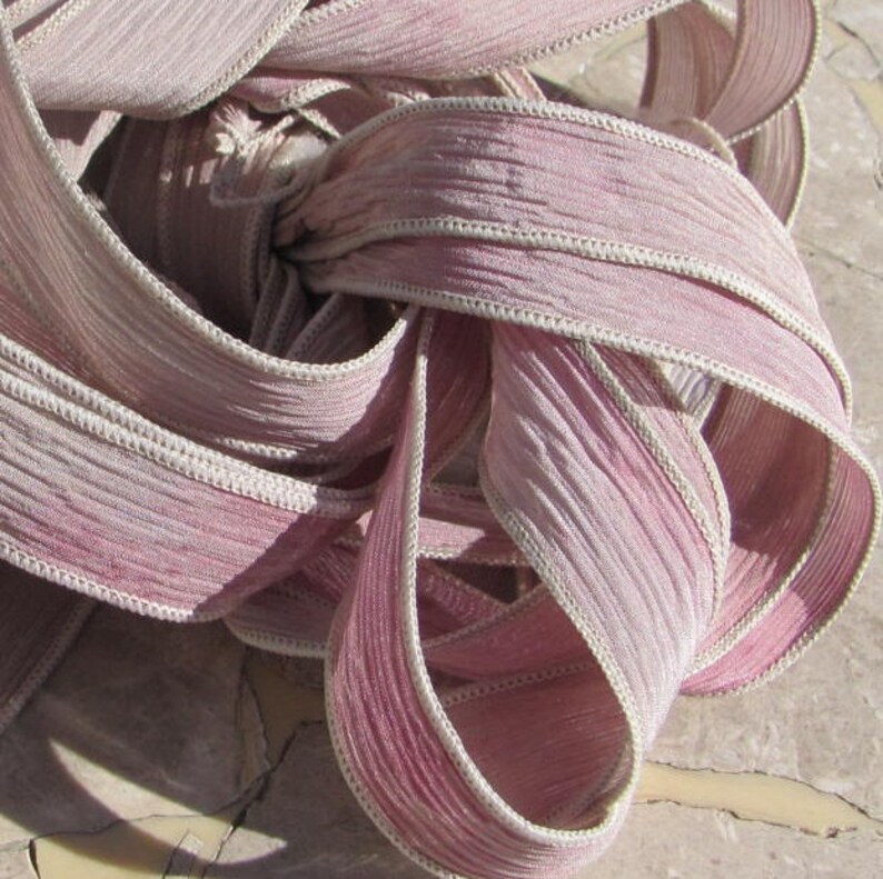 FADED ROSES Silk Ribbons Hand Dyed and Sewn Crinkle Silk Etsy