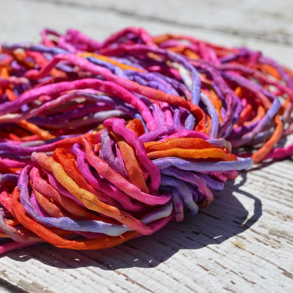 TROPICAL PUNCH Silk Cords 2-3mm Hand Dyed Hand Sewn Quantity 1 to 25 Strings Jewelry Making Craft Cord Multi Colors Pink Orange Lilac Red