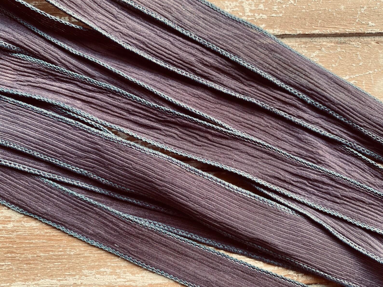BLACKBERRY Hand Dyed Silk Ribbon 5 Hand-dyed Sewn Strings - Etsy