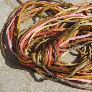 PEACH COBBLER Silk Cording Assortment, Bulk Silk Cords Qty 10 to 100 Hand Dyed Hand Sewn, Silk Strings, Great Kumihimo Braids or Silk Wraps image 1