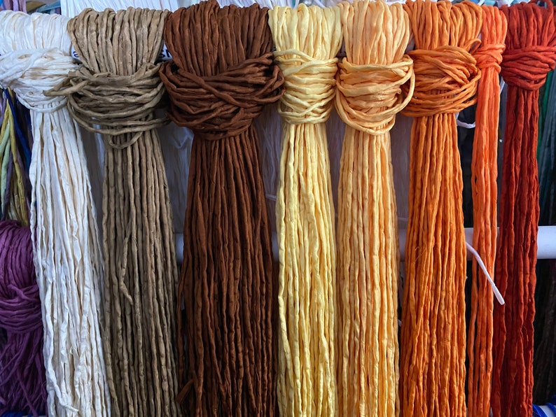 Silk Cords, CHOOSE Your COLOR, 2mm to 3mm Qty 1 to 20 Hand Dyed Bulk Strings Brown Gold Pumpkin Orange. Warm Earth Tones Neutral Cording image 3
