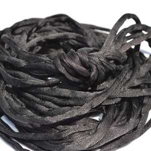 BLACK Silk Cords, Hand Dyed Silk Strings 3 Yards 3-4mm, JamnGlass Silk Cording Jewelry Making Craft Cords image 9