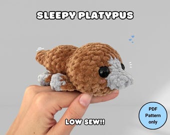 Sleepy Platypus Crochet Pattern | Low Sew Amigurumi (PDF Pattern)