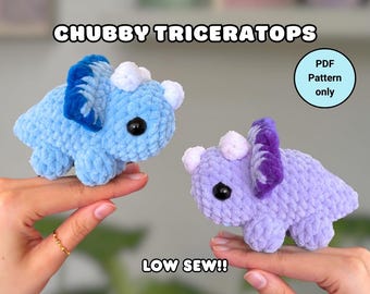 Low-Sew Triceratops Häkelanleitung | molliger Dino-Amigurumi | DidisPlüschtiere