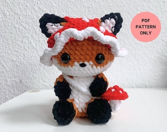 Baby Fox Crochet Pattern | Cottagecore Fox | cute fox with mushroom hat and bag | advanced beginner crochet pattern | Didisplushies