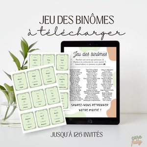 Jeu des binômes à télécharger et imprimer - jusqu'à 126 invités