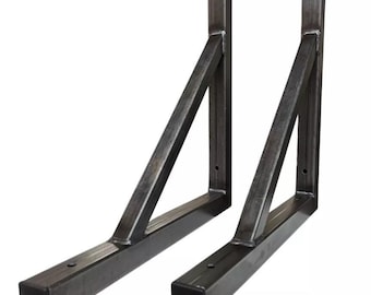 Metal Reinforced Bracket Box Section Mild Steel Heavy Duty Can Hold Up To 150KG Per Bracket. Multiple Sizes. UKMADE FREE PP.