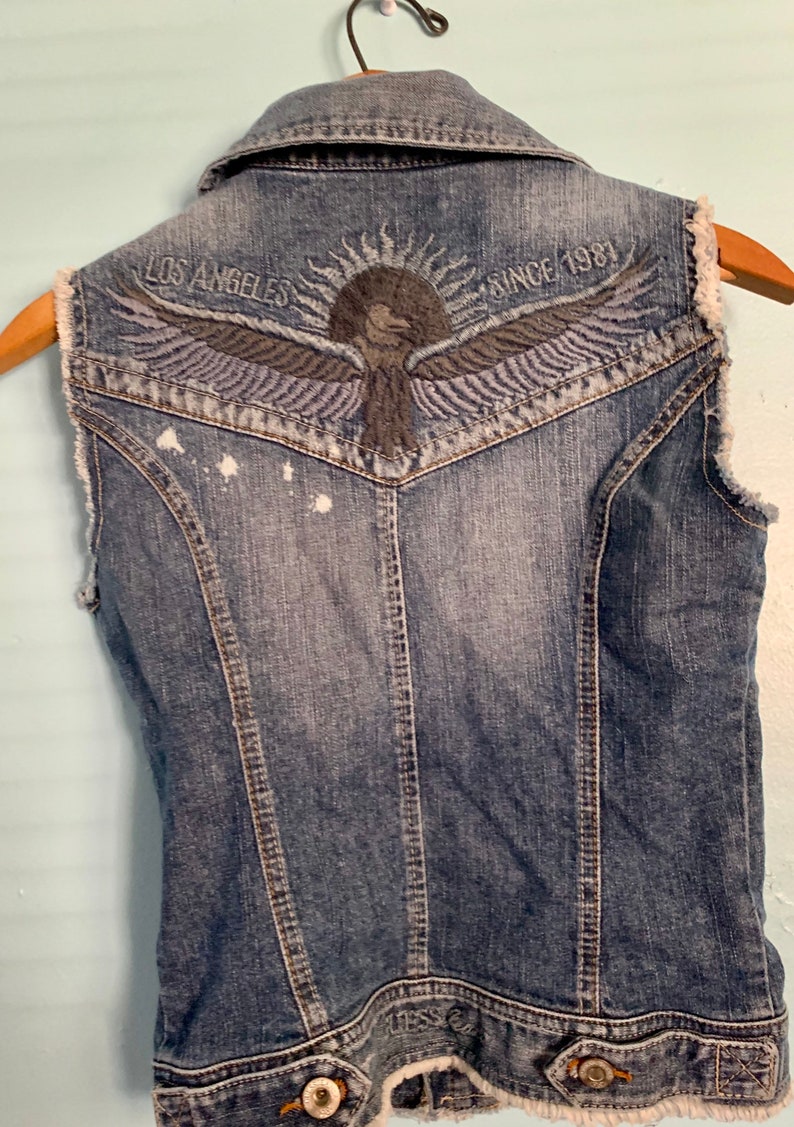 Vintage Guess Denim Blue Jean Vest Los Angeles 1981 Grunge
