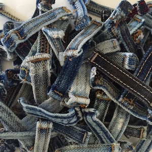 50 CT Salvaged Denim Blue Jean Belt Loops