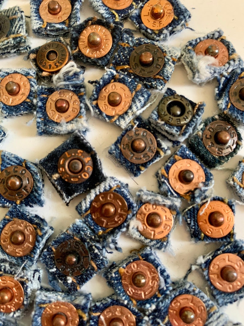 LEVI Rivets Reclaimed Salvaged Denim Blue Jean Rivets - Etsy
