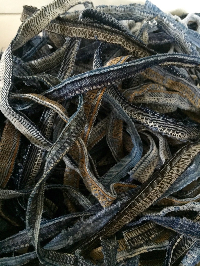 Blue Jean Yarn Recycled Seams Etsy