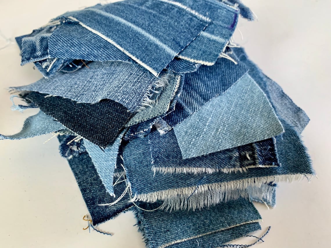 Scraps Reclaimed Salvaged Denim Clothing Fabric Scraps for Etsy