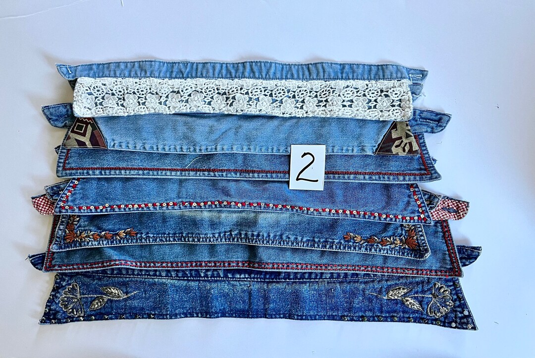 Collars Salvaged Denim Clothing Shirt Collars Etsy