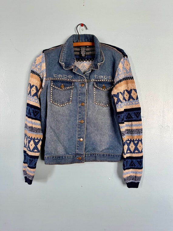 Vintage Denim Blue Jean Sweater Jacket