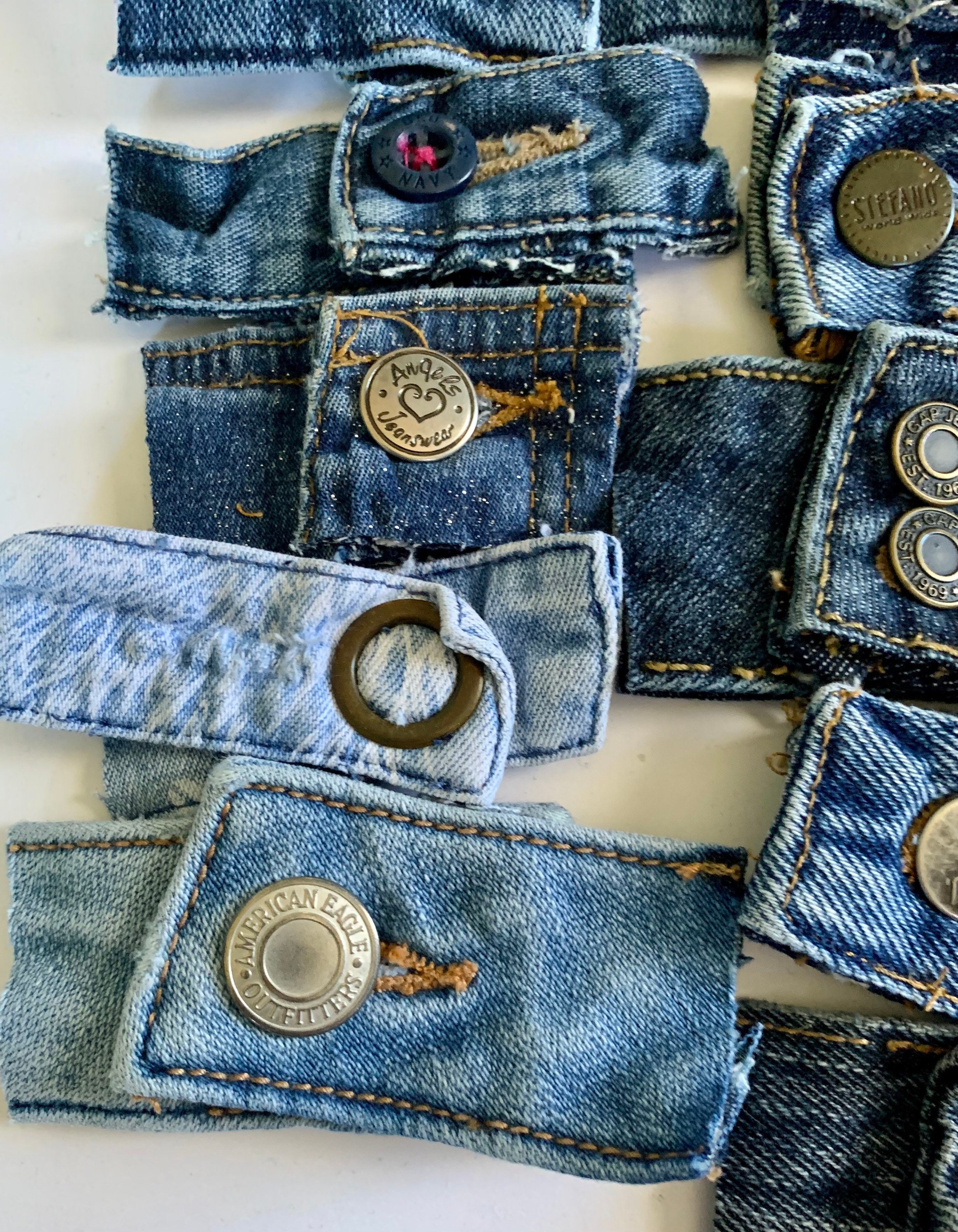 Reclaimed Blue Jean Waist Band Button Tab Sections to - Etsy