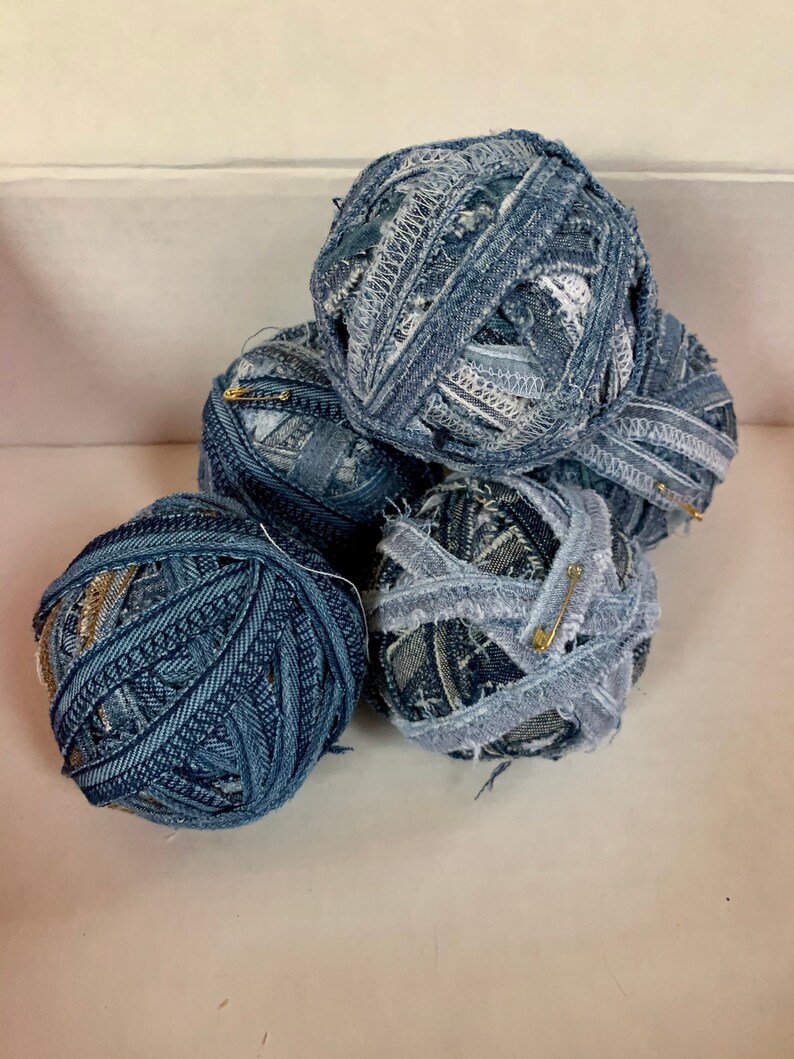 Blue Jean Yarn Recycled Seams Etsy
