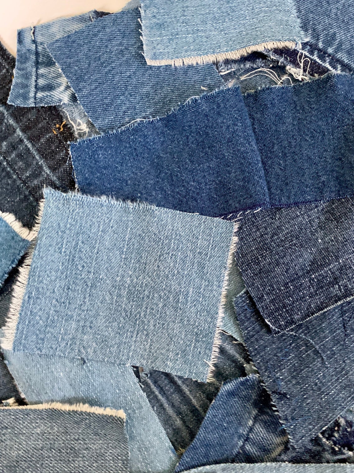 Scraps Reclaimed Denim Fabric Scraps Crafting Sewing Junk Etsy